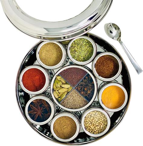 stainless steel indian spice box|traditional indian spice box.